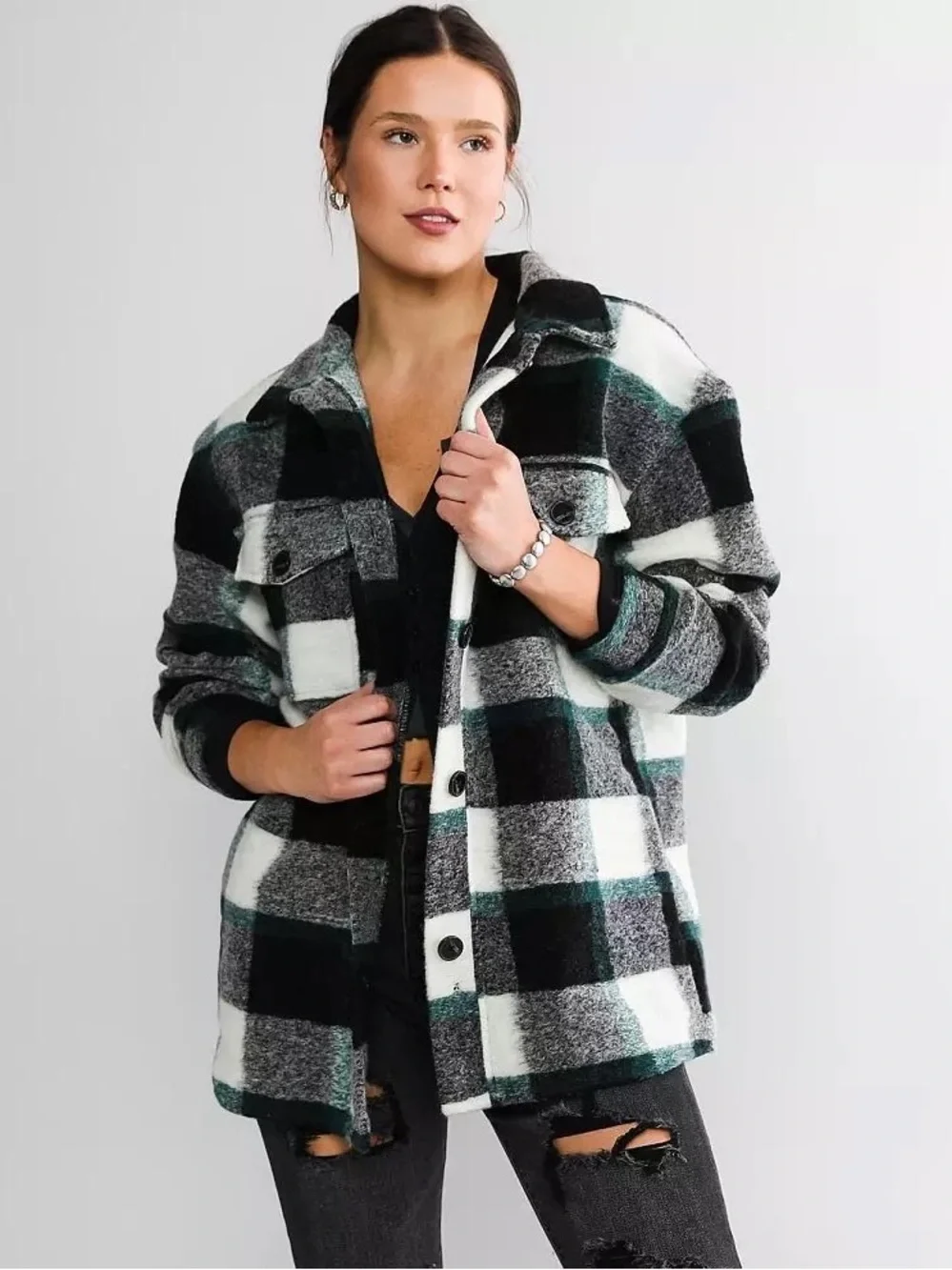 Buckle cozy plaid